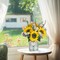 Sunflower Fake Flowers in Vase: Sunflowers Artificial Flowers with Vase for Table Centerpieces Decor - Silk Flower Bouquet Faux Arrangements Kitchen Bathroom Wedding Party Decoration